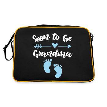 Bald Oma Spruch Familienfreude - Retro Tasche - Schwarz/Gold - Hinten