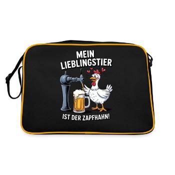 Mein Lieblingstier ist der Zapfhahn - Retro Tasche - Schwarz/Gold - Hinten