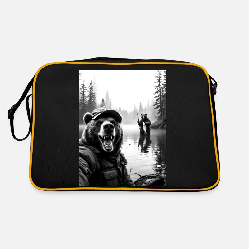 Fischerei Bär Selfie Retro Tasche