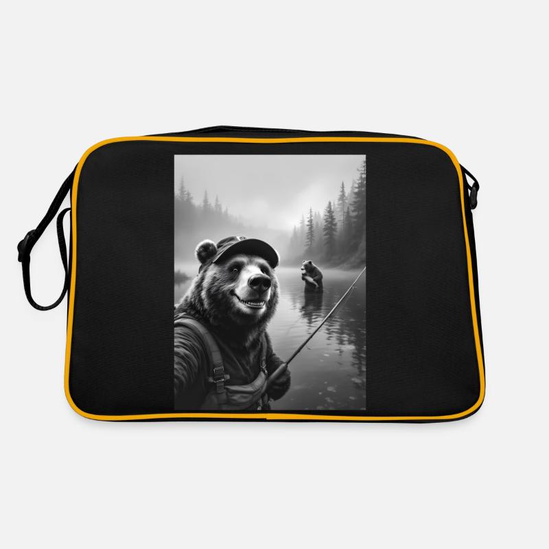 Fischerei Bär Selfie Retro Tasche