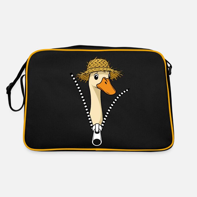 Canard de course avec noix de paille qui se zippe à travers la fermeture éclair - Sac Retro - noir/or