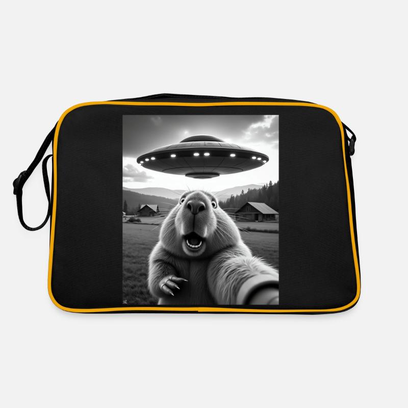 Capybara Selfie mit UFO Capybara Geschenke Retro Tasche