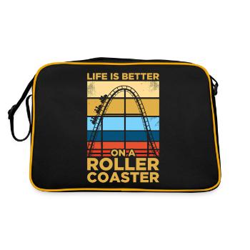 Life is better Freizeitpark Coaster Achterbahn - Retro Tasche - Schwarz/Gold - Hinten