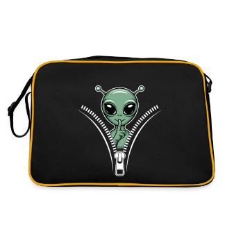 Funny alien with zipper design - Retro Bag - black/gold - Back