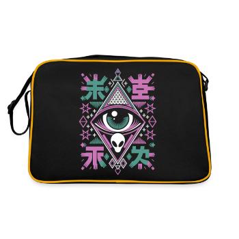 Mysterious Future Alien Eye Geometric Design - Retro Bag - black/gold - Back