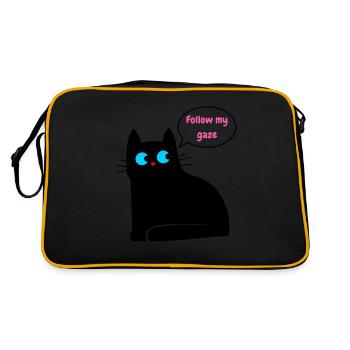 Schwarze Katze, die uns bittet, ihrem Blick zu folgen - Retro Tasche - Schwarz/Gold - Hinten