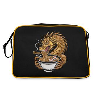 Drachen und Ramen: Eine Harmonische Fusion der - Retro Tasche - Schwarz/Gold - Hinten