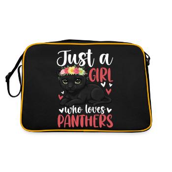 Just a Girl Who Loves Panthers - Retro Tasche - Schwarz/Gold - Hinten