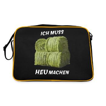 ICH MUSS HEU MACHEN - Retro Tasche - Schwarz/Gold - Hinten
