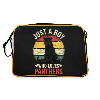 Just a Boy Who Loves Panthers - Retro Tasche - Schwarz/Gold - Hinten