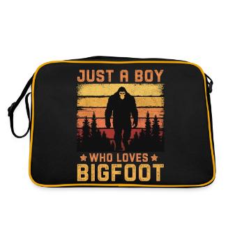 Just a Boy Who Loves Bigfoot - Retro Tasche - Schwarz/Gold - Hinten