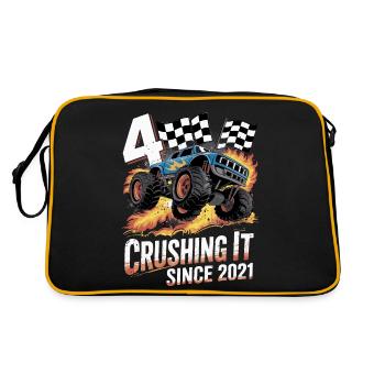 4. Geburtstag Monstertruck – Crushing It 2021 - Retro Tasche - Schwarz/Gold - Hinten