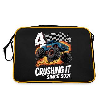 4. Geburtstag Monstertruck – Crushing It 2021 - Retro Tasche - Schwarz/Gold - Hinten