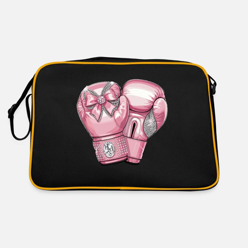 Gants de boxe roses élégants avec arc et Sac Retro