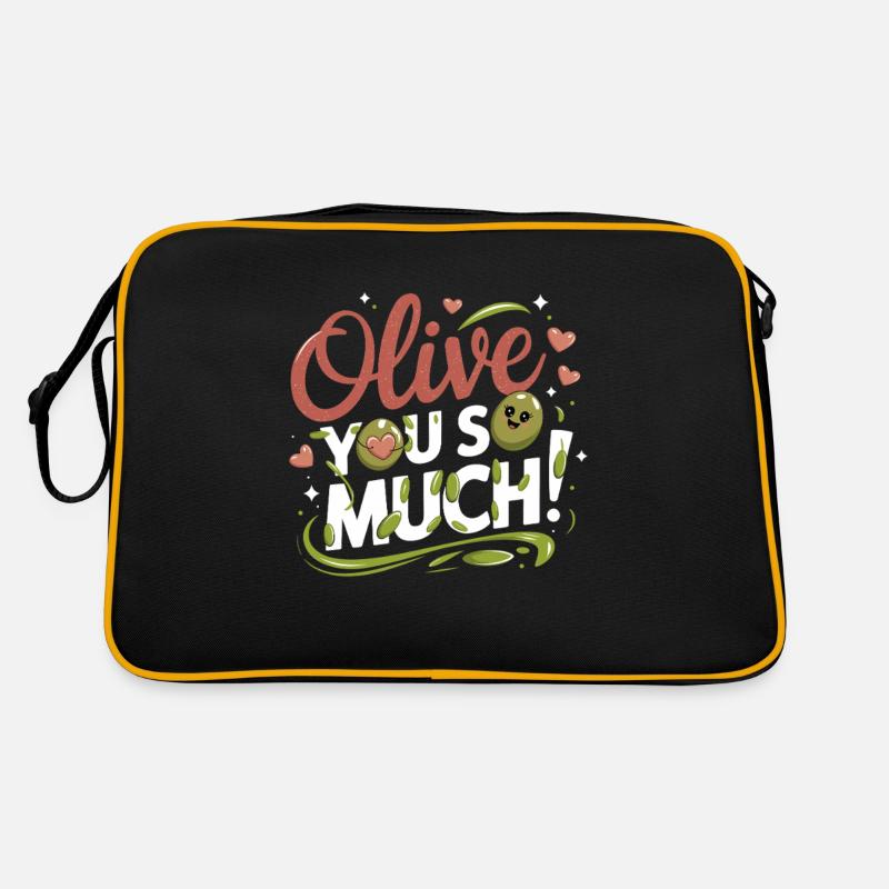 Olive You So Much Funny Graphic With Heartfelt Retro Bag