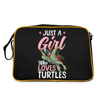 Turtle Girl Ocean Animal Sea Turtle - Retro Bag - black/gold - Back