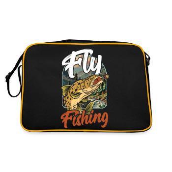 Truite Pêche à la mouche Nature Faune Pêcheur - Sac Retro - noir/or - Dos