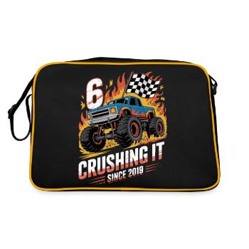 6. Geburtstag Monstertruck – Crushing It 2019 - Retro Tasche - Schwarz/Gold - Hinten