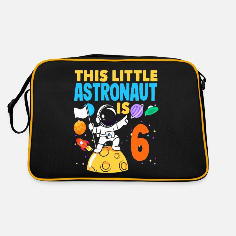 Kleiner Astronaut Wird 6 Jahre Alt - Retro Tasche - Schwarz/Gold