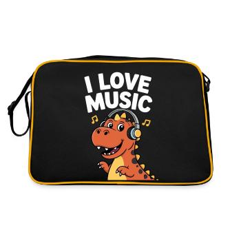 Dinosaure avec des écouteurs Aime la musique - Sac Retro - noir/or - Dos