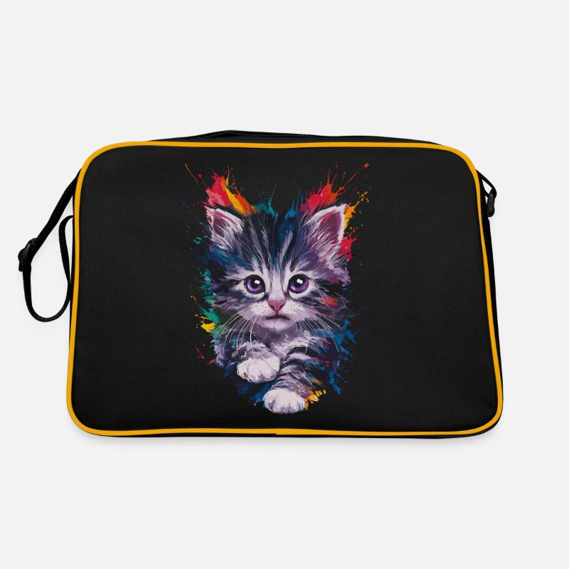 Bunte Katze Kunstwerk Lebendig und Einzigartig Retro Tasche