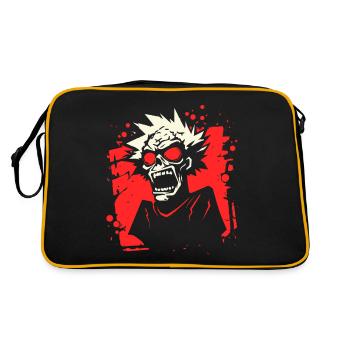 Screaming zombie comic style with red eyes - Retro Bag - black/gold - Back