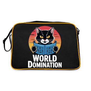 World domination – cat with big plans - Retro Bag - black/gold - Back