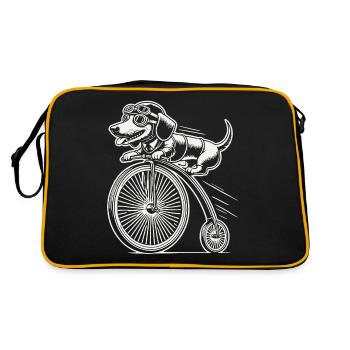 Teckel à vélo dans un style rétro avec humour - Sac Retro - noir/or - Dos