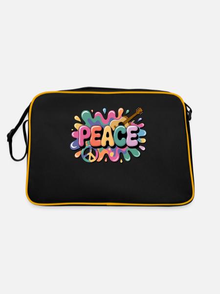 PEACE – Psychédélique - Sac Retro - noir/or - Dos
