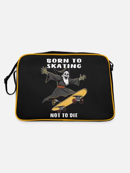 SENSENMANN SKATEBOARD BORN TO SKATING NOT TO D - Retro Tasche - Schwarz/Gold - Hinten