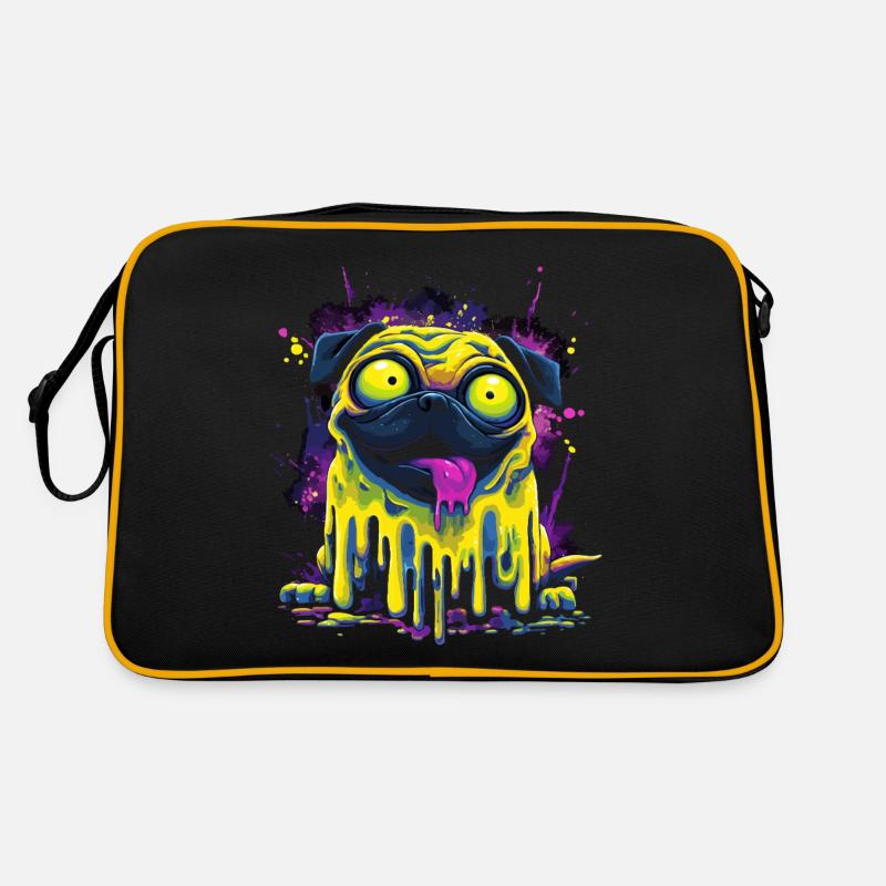 Trippy Psychedelischer Mops Bunter Graffiti Style Retro Tasche
