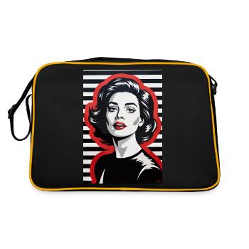 Stylish Retro Portrait with Striped Pattern - Retro Bag - black/gold - Back