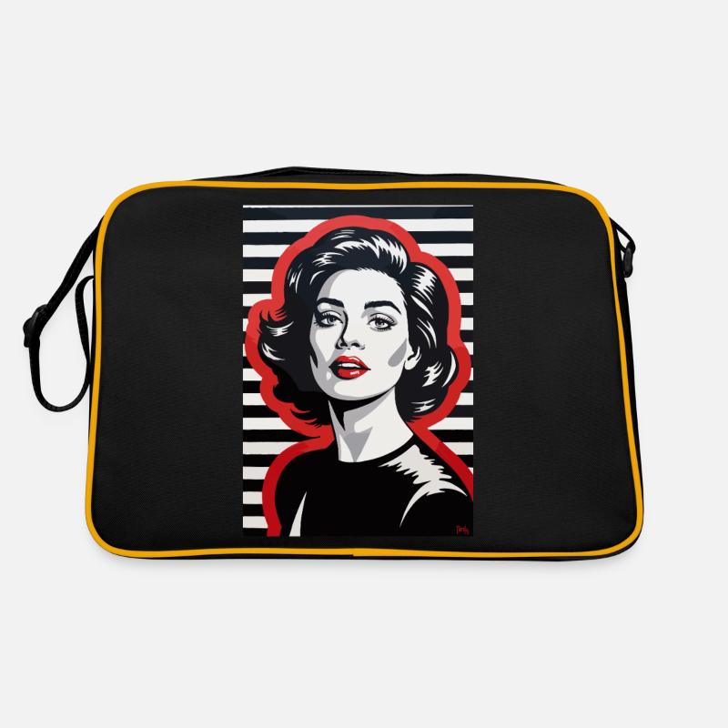 Portrait rétro élégant avec motif rayé Sac Retro