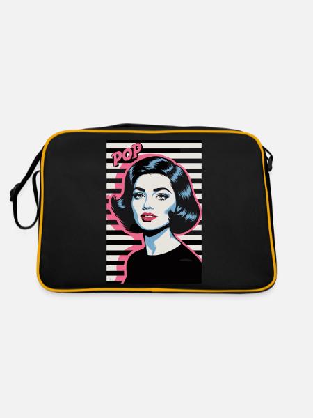 Pop Art Retro Face Woman Stylish Design - Retro Bag - black/gold - Back