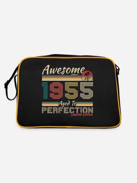 1955 Vintage Retro Jubiläumsgeschenk - Retro Tasche - Schwarz/Gold - Hinten