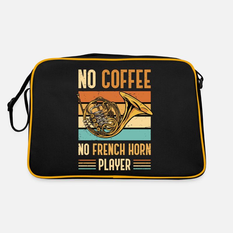 French Horn No Coffee No Horn Player Coffee Lover Retro Tasche