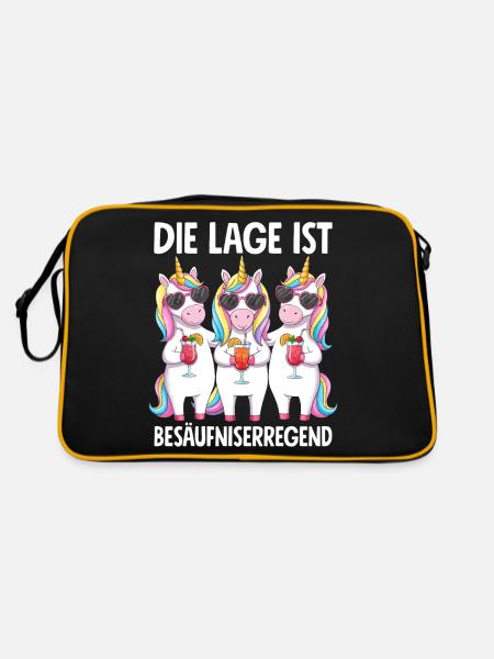 Die Lage Ist Besäufniserregend - Retro Tasche - Schwarz/Gold - Hinten