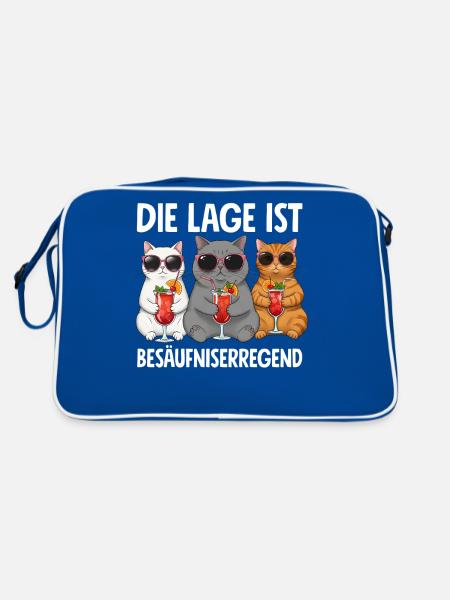 Die Lage Ist Besäufniserregend - Retro Tasche - Blau/Weiß - Hinten