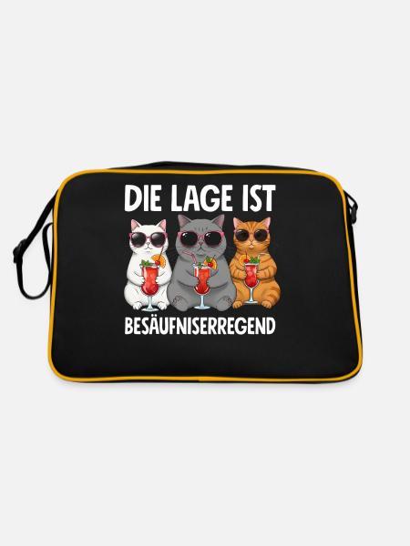 Die Lage Ist Besäufniserregend - Retro Tasche - Schwarz/Gold - Hinten