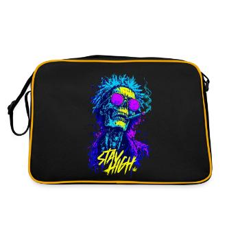 Stay High Skull – Zombie néon psychédélique - Sac Retro - noir/or - Dos