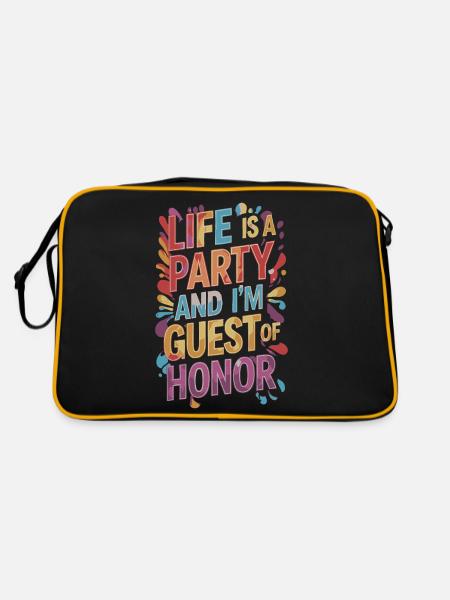 Life is a party – guest of the evening - Retro Bag - black/gold - Back