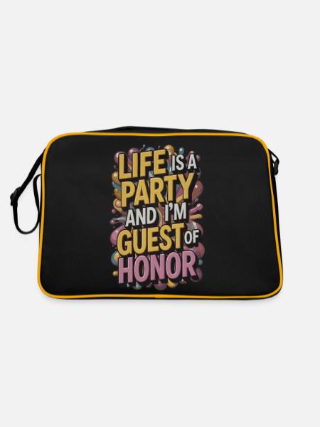 Life is a party – guest of the evening - Retro Bag - black/gold - Back