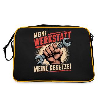 Meine Werkstatt Meine Gesetze - Retro Tasche - Schwarz/Gold - Hinten