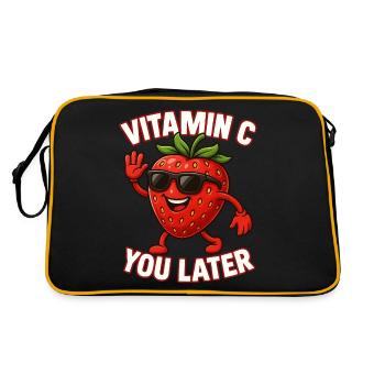 Strawberry Vitamin C Fruit Funny - Retro Bag - black/gold - Back