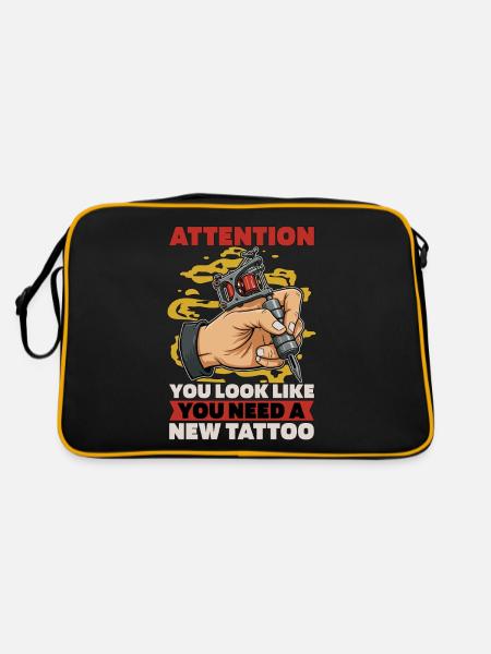 Tattoo Artist Attention You Look Like Tattoo Art - Retro Bag - black/gold - Back