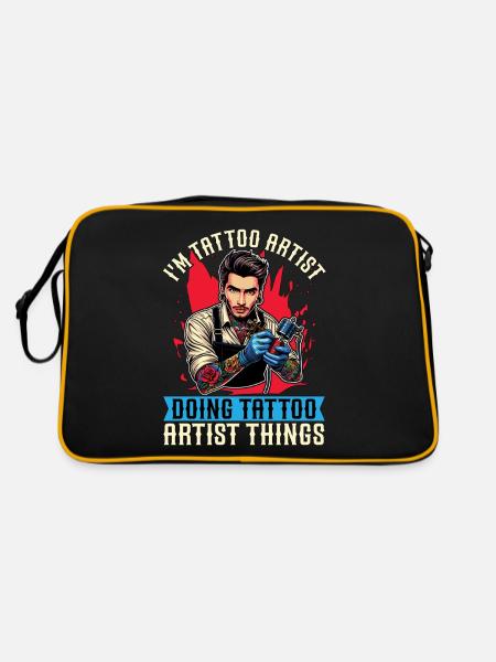 I'm Tattoo Artist Doing Tattooing Tattoo Studio - Retro Tasche - Schwarz/Gold - Hinten