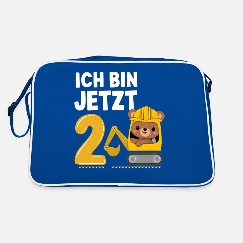 Ich bin jetzt 2 Bagger Bär 2. Geburtstag Retro Tasche