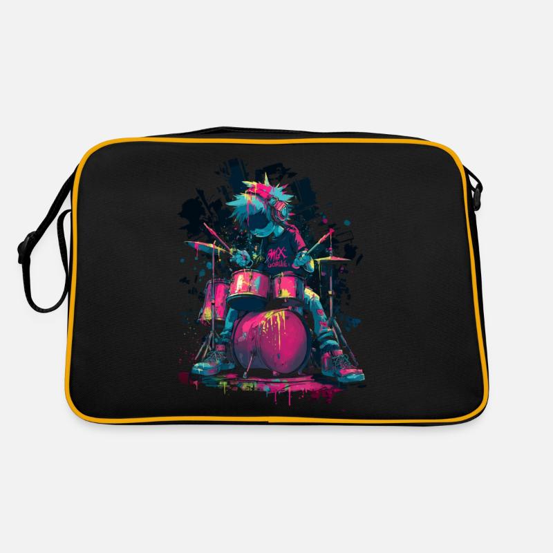 Bunter Drummer Comic Stil Splash Art Design Retro Tasche