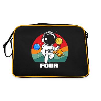 Abenteuerliche Astronautenreise Mit Planeten - Retro Tasche - Schwarz/Gold - Hinten