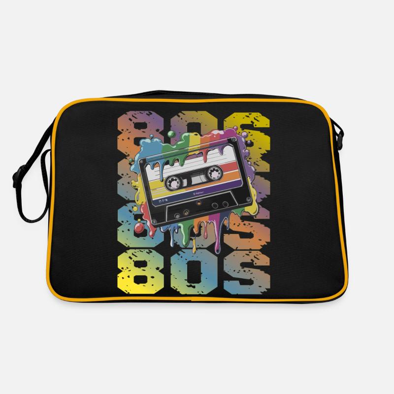 80s Retro Kassette Regenbogen Nostalgie - Retro Tasche - Schwarz/Gold